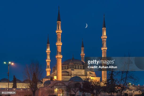 the selimiye mosque at blue hour,edirne,turkey - edirne bildbanksfoton och bilder