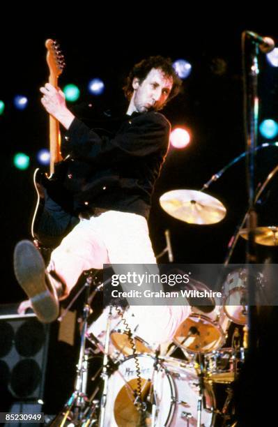 Photo of The Who and Pete TOWNSHEND, of The Who, performing live onstage, jumping