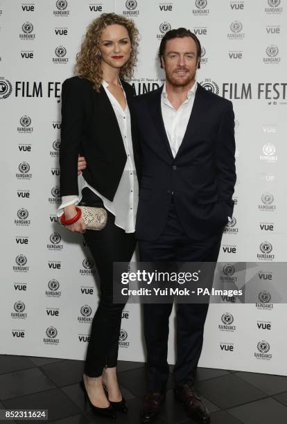 Cast member Toby Stephens and his wife Anna-Louise Plowman arriving for the UK premiere of The Machine, as part of the 21st Raindance Film Festival,...