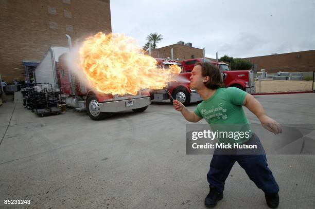 Photo of MOTLEY CRUE; Fire breathing midget