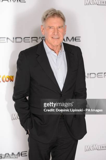 Harrison Ford attends a photocall for the film 'Ender's Game', at the Odeon cinema, Leicester Square, London.