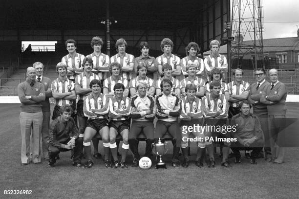 The newly-promoted First Division Sunderland FC. Back row: Joe Bolton, Gordon Chisholm, Claudio Marangoni, Chris Turner, Rob Hindmarch, Kevin Arnott...