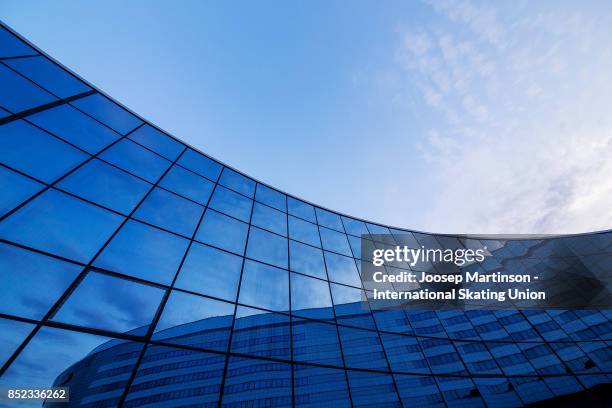 Reflection of Minsk Arena is pictured during day three of the ISU Junior Grand Prix of Figure Skating at Minsk Arena on September 23, 2017 in Minsk,...