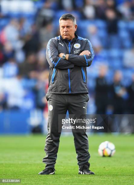 Craig Shakespeare, manager of Leicester City looks on prior to the Premier League match between Leicester City and Liverpool at The King Power...