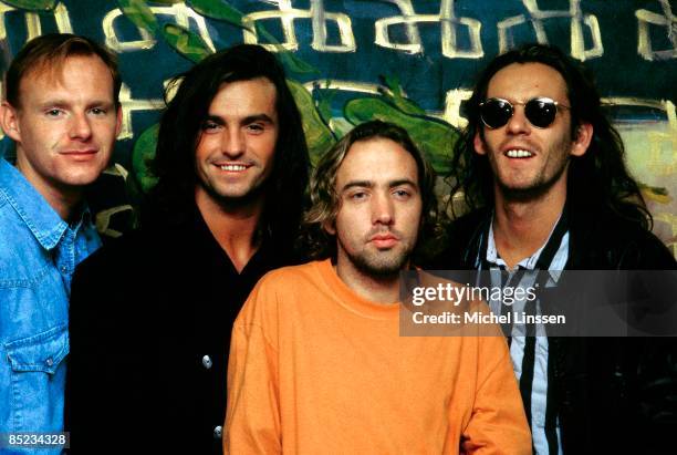 1st JANUARY: Scottish band Wet Wet Wet posed together in the Netherlands in 1991. Left to right: Tommy Cunningham, Marti Pellow, Neil Mitchell and...