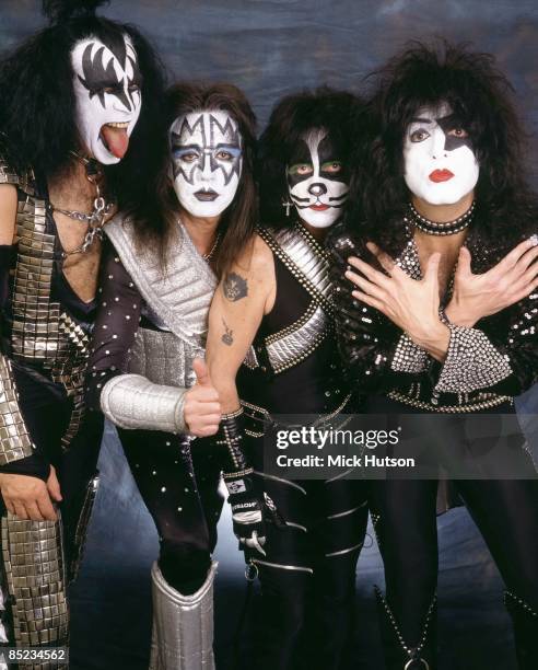 Photo of Gene SIMMONS and Paul STANLEY and Peter CRISS and KISS and Ace FREHLEY, L-R: Gene Simmons, Ace Frehley, Peter Criss, Paul Stanley - posed,...