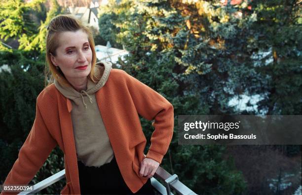 Austrian author of "The Pianist" Elfriede Jelinek and winner of the 2004 Nobel Prize for Literature at her home in the outskirts of Vienna. During an...
