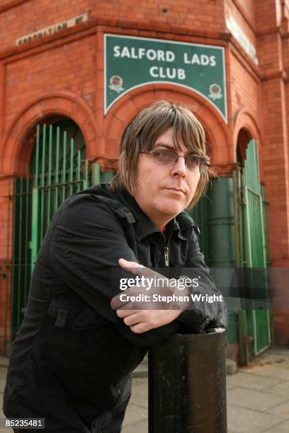 Photo of Andy ROURKE; Posed outside Salford Lad's Club