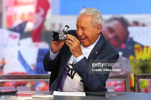 GameDay host Lee Corso is seen during ESPN's College GameDay show at Times Square on September 23, 2017 in New York City.