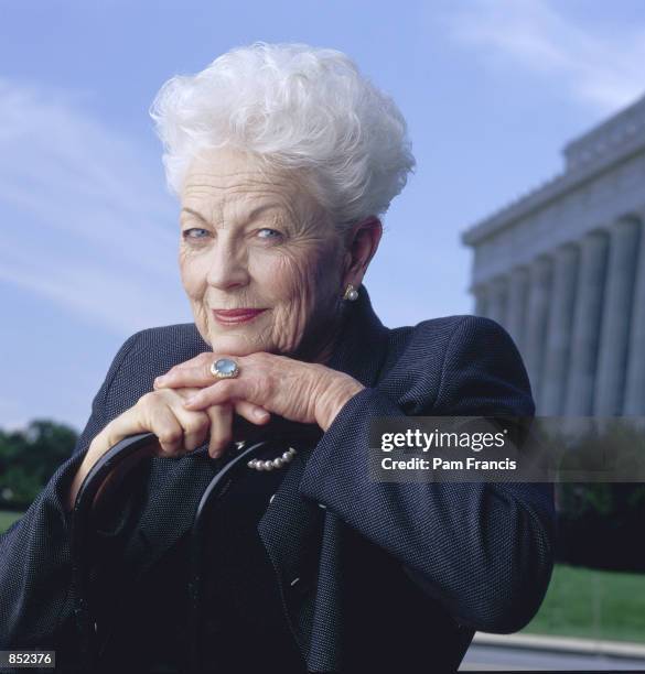 Former Governor Ann Richards of Texas poses for a photograph June 4, 2000 in Wahington, DC in front of the Lincoln Memorial.