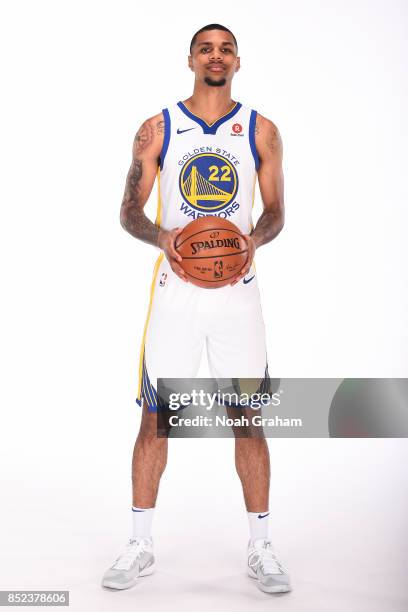 Michael Gbinije of the Golden State Warriors poses for a portrait during media day on September 22, 2017 at Oracle Arena in Oakland, California. NOTE...