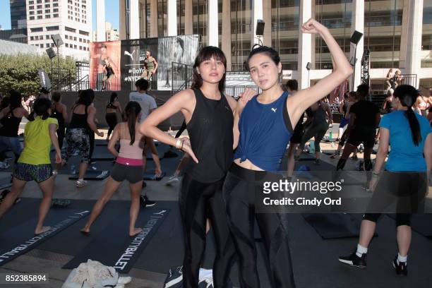 Natalie Suarez and Dylana Suarez attend the first ever workout session in Lincoln Center hosted by PUMA & New York City Ballet on September 23, 2017...
