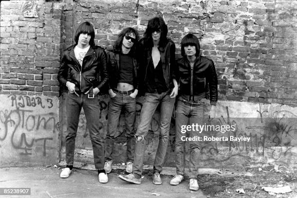 Photo of RAMONES; The Ramones are pictured for their first album cover