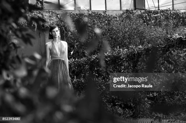 Model walks the runway at the Missoni show during the Milan Fashion Week Spring/Summer 2018 on September 23, 2017 in Milan, Italy.