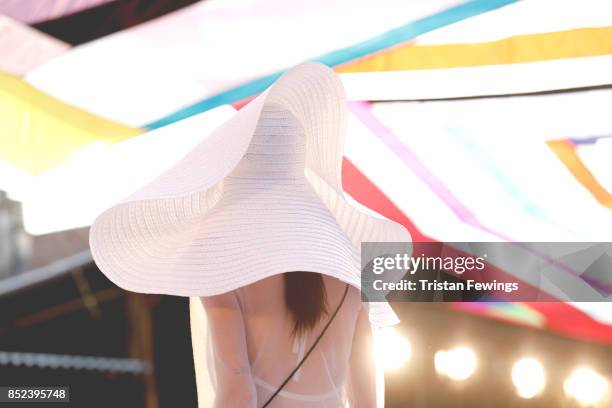 Model, fashion details, walks the runway at the Missoni show during the Milan Fashion Week Spring/Summer 2018 on September 23, 2017 in Milan, Italy.