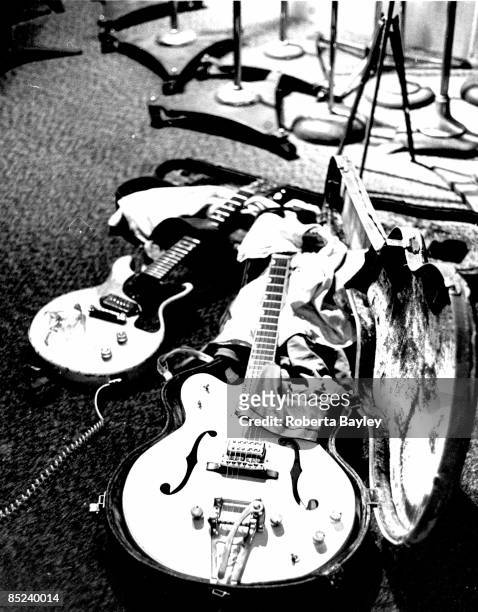 Photo of guitars at CBGB