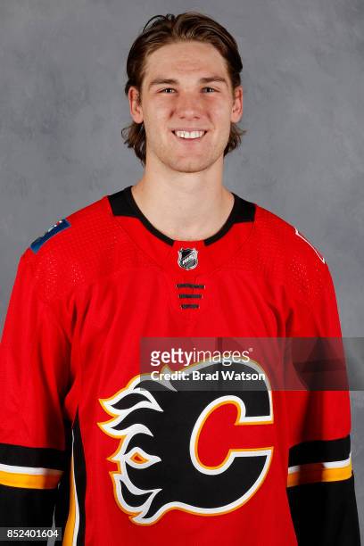 Mark Jankowski of the Calgary Flames poses for his official headshot for the 2017-2018 season on September 7, 2017 at the WinSport Winter Sport...