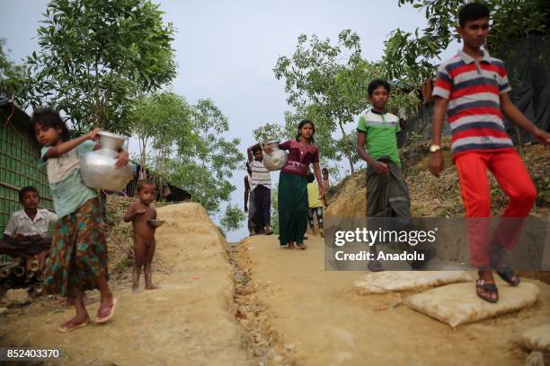 Rohingya Muslims are seen at a makeshift camp in Teknaff, Bangladesh on September 23, 2017. Violence erupted in Myanmars Rakhine state on Aug. 25...