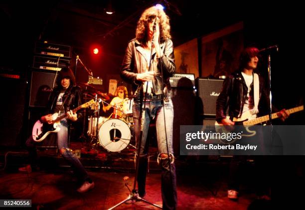 Photo of Joey RAMONE and RAMONES and Johnny RAMONE and Dee Dee RAMONE, L-R. Johnny Ramone, Tommy Ramone, Joey Ramone, Dee Dee Ramone