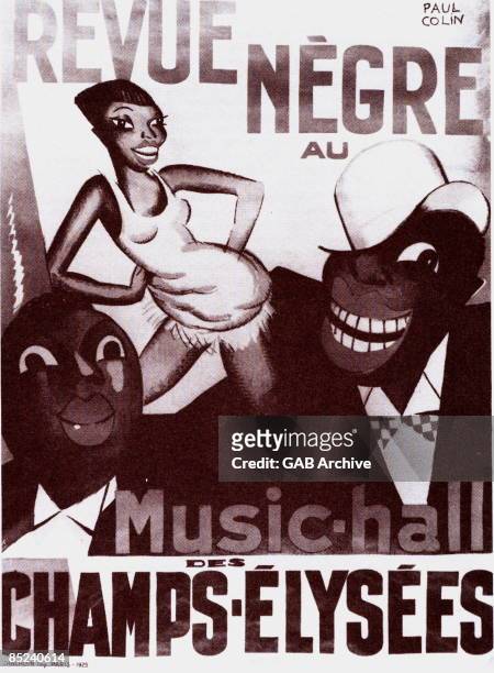 Poster for 'La Revue Nègre', the show that made a star of 19 year-old American singer and dancer, Josephine Baker after the show opened at the...