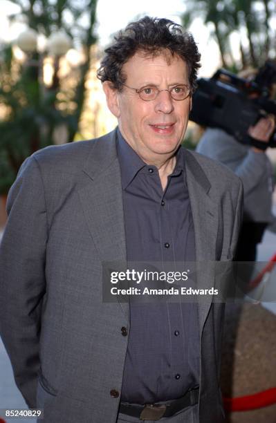 Photo of Philip GLASS; Composer Philip Glass arrives at the 9th Annual BAFTA / LA Tea Party at the Park Hyatt Hotel in Los Angeles, CA., 18-Jan-03