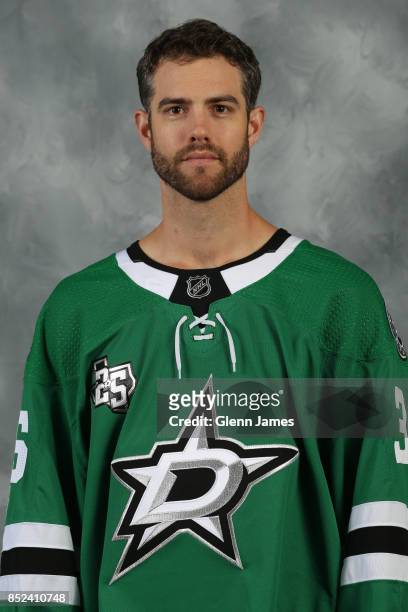 Mike McKenna of the Dallas Stars poses for his official headshot for the 2017-2018 season on September 14, 2017 at the Dr. Pepper Star Center in...