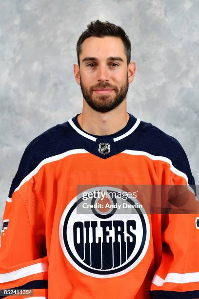 Cam Talbot of the Edmonton Oilers poses for his official headshot for the 2017-2018 season on September 14, 2017 at Rogers Place in Edmonton,...