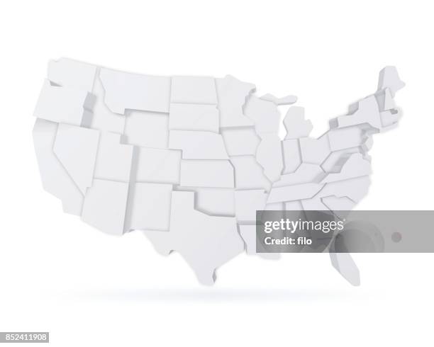 three dimensional united states map - usa map three dimensional stock illustrations