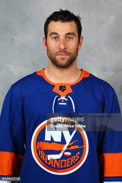 Stephen Gionta of the New York Islanders poses for his official headshot for the 2017-2018 season on September 14, 2017 in Uniondale, New York.