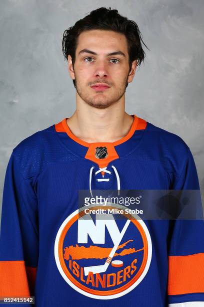 Mathew Barzal of the New York Islanders poses for his official headshot for the 2017-2018 season on September 14, 2017 in Uniondale, New York.