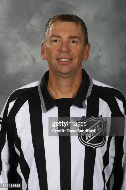 Official Pierre Racicot poses for his official headshot for the 2017-2018 season on September 11, 2017 at the Harborcenter in Buffalo, New York,...