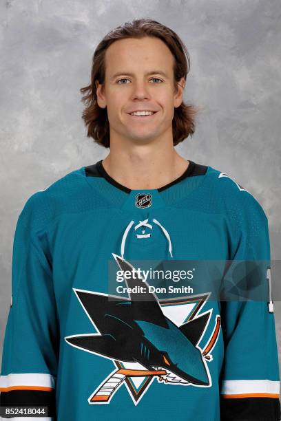 John McCarthy of the San Jose Sharks poses for his official headshot for the 2017-18 season on September 14, 2017 at Sharks Ice in San Jose,...