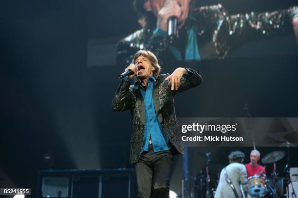 Photo of ROLLING STONES; Mick Jagger performing live onstage on A Bigger Bang Tour