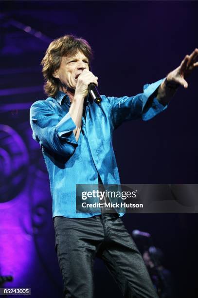 Photo of ROLLING STONES and Mick JAGGER; with the Rolling Stones, performing live onstage on A Bigger Bang Tour