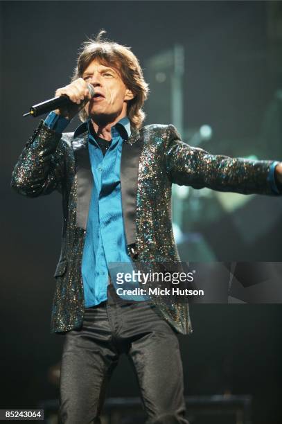 Photo of ROLLING STONES and Mick JAGGER; of Rolling Stones, performing live onstage on A Bigger Bang Tour