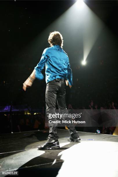 Photo of ROLLING STONES and Mick JAGGER; with the Rolling Stones, performing live onstage on A Bigger Bang Tour, view from stage, showing crowd