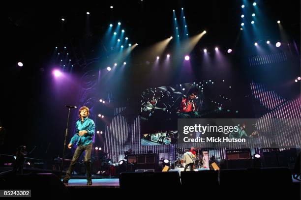 Photo of ROLLING STONES; Mick Jagger, Keith Richards & Charlie Watts performing live onstage on A Bigger Bang tour