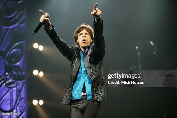 Photo of ROLLING STONES and Mick JAGGER; with the Rolling Stones, performing live onstage on A Bigger Bang Tour