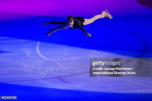 Alexandra Trusova of Russia performs in the Gala Exhibition during day three of the ISU Junior Grand Prix of Figure Skating at Minsk Arena on...