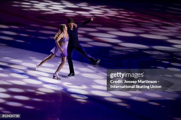 Christina Carreira and Anthony Ponomarenko of the United States perform in the Gala Exhibition during day three of the ISU Junior Grand Prix of...