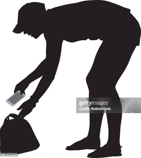 girl getting phone from purse - baseball cap isolated stock illustrations