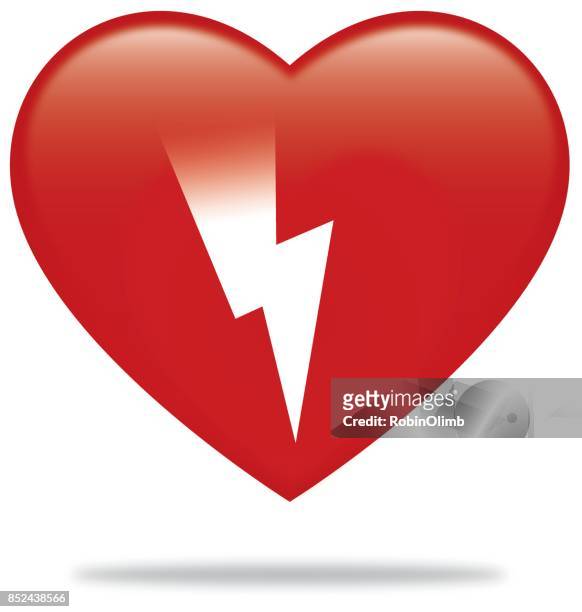 herz-blitz mit schatten - robinolimb heart stock-grafiken, -clipart, -cartoons und -symbole