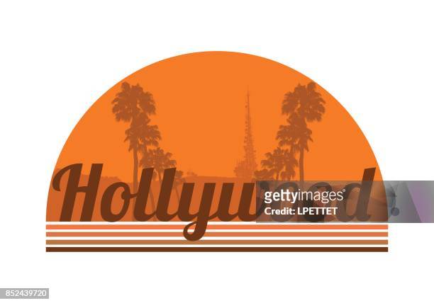 hollywood - hollywood hills los angeles stock illustrations