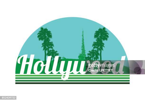 hollywood - hollywood hills los angeles stock illustrations