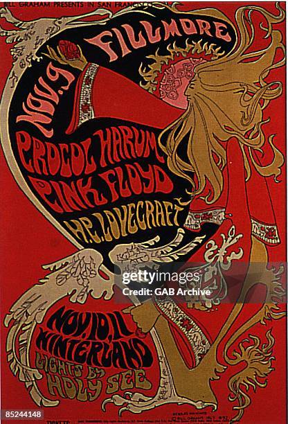 Photo of PROCOL HARUM and CONCERT POSTERS and PINK FLOYD, Poster for Fillmore West and Winterland shows with Procol Harum, which Pink Floyd pulled...