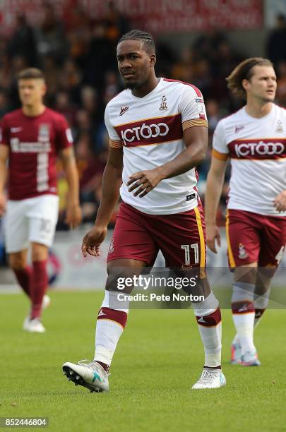 Dominic Poleon of Bradford City in action during the Sky Bet League One match between Northampton Town and Bradford City at Sixfields on September...
