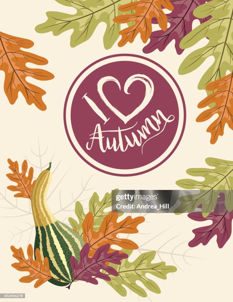 Fall Pumpkin Background With Autumn Leaves I Heart Autumn Label High ...