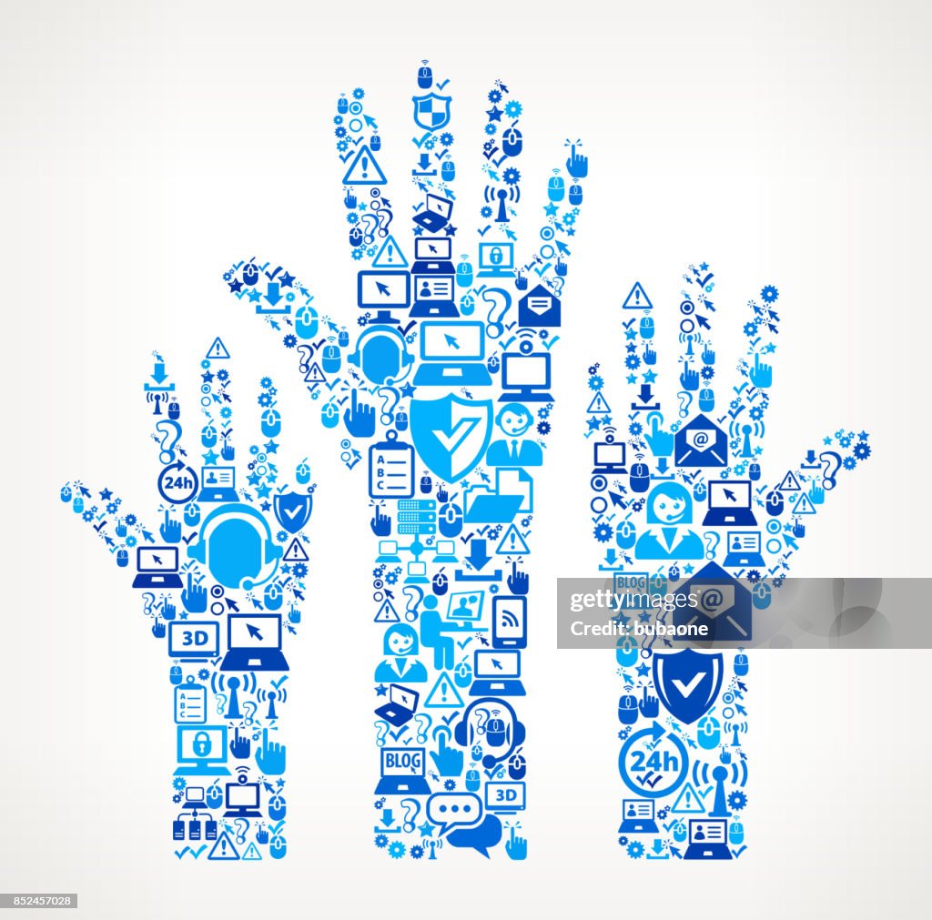 Raised Hands Tech Support Vector Icon Pattern