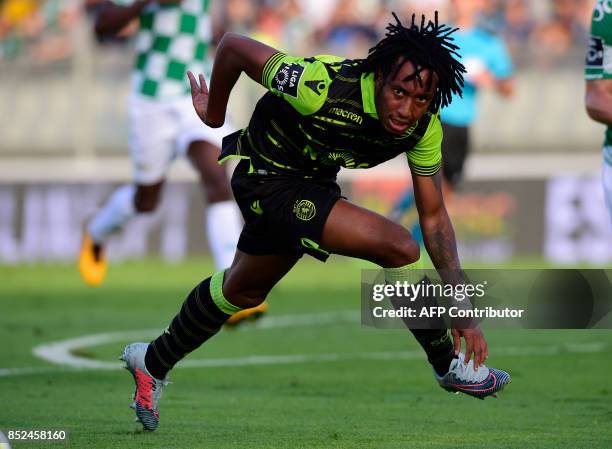 Sporting's forward Gelson Martins looks on during the Portuguese league football match Moreirense FC vs Sporting CP at the Comendador Joaquim de...