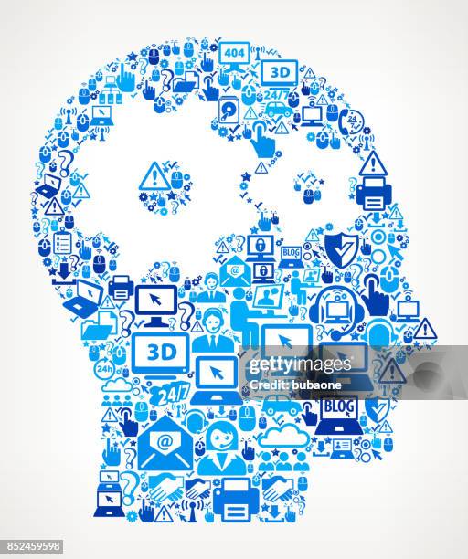 gears in the mind tech support vector icon pattern - shielding face stock illustrations